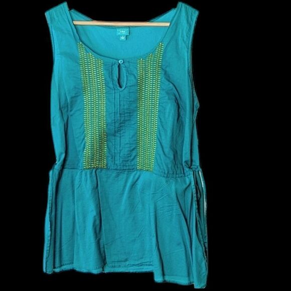 Calypso St Barth Target Dark Teal Cotton Drawstring Sleeveless Tank Top size L - Picture 2 of 10